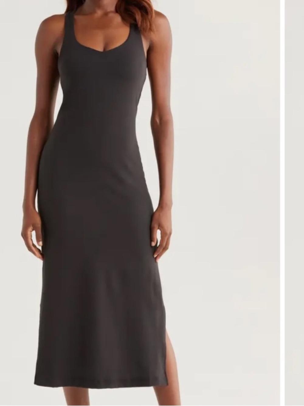 Vuori Black Racerback Midi Dress Athletic Lounge Stretch XL Build In Bra